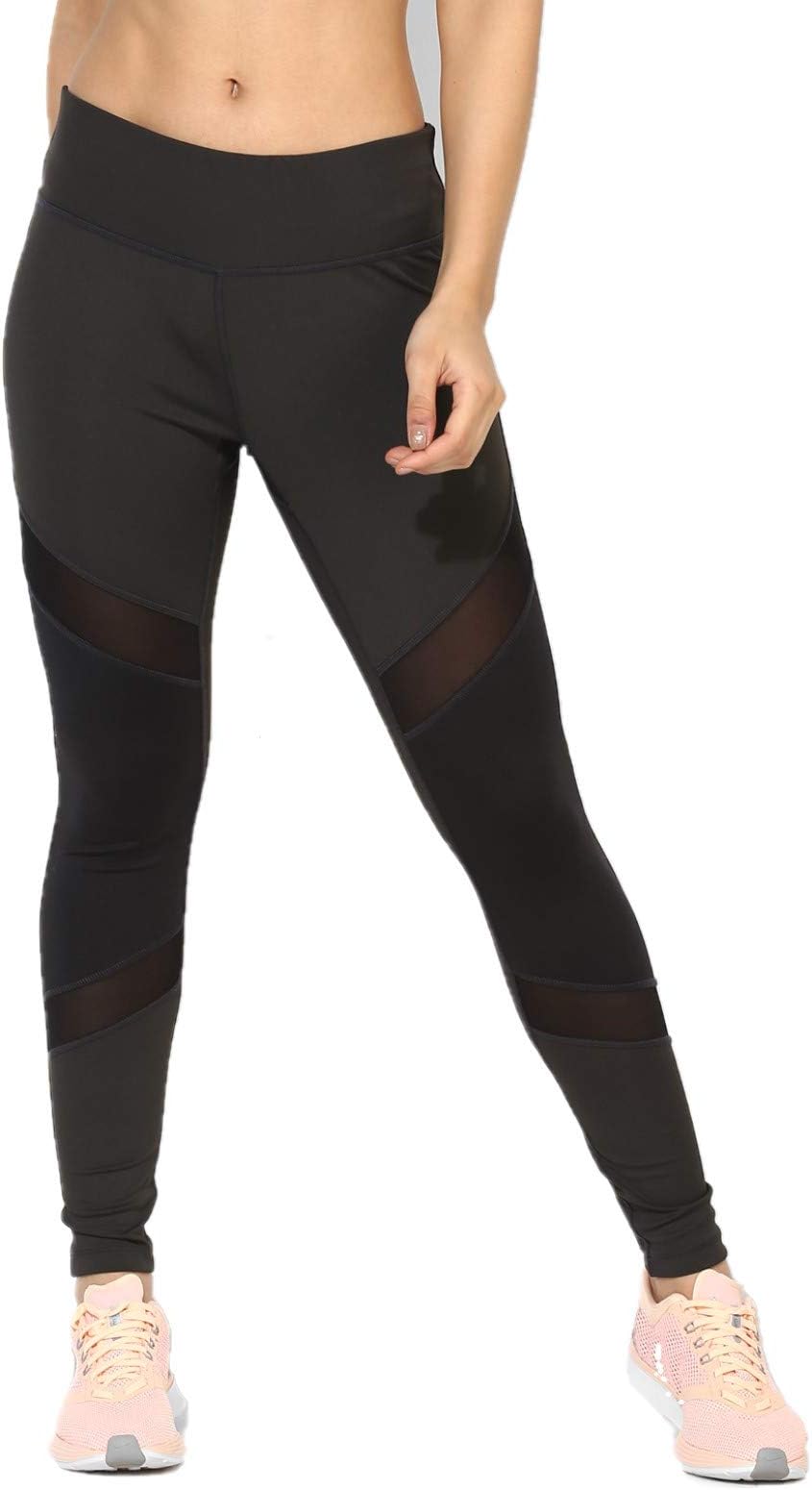 Women's Ath Mesh Block Leggings (Grey, M)