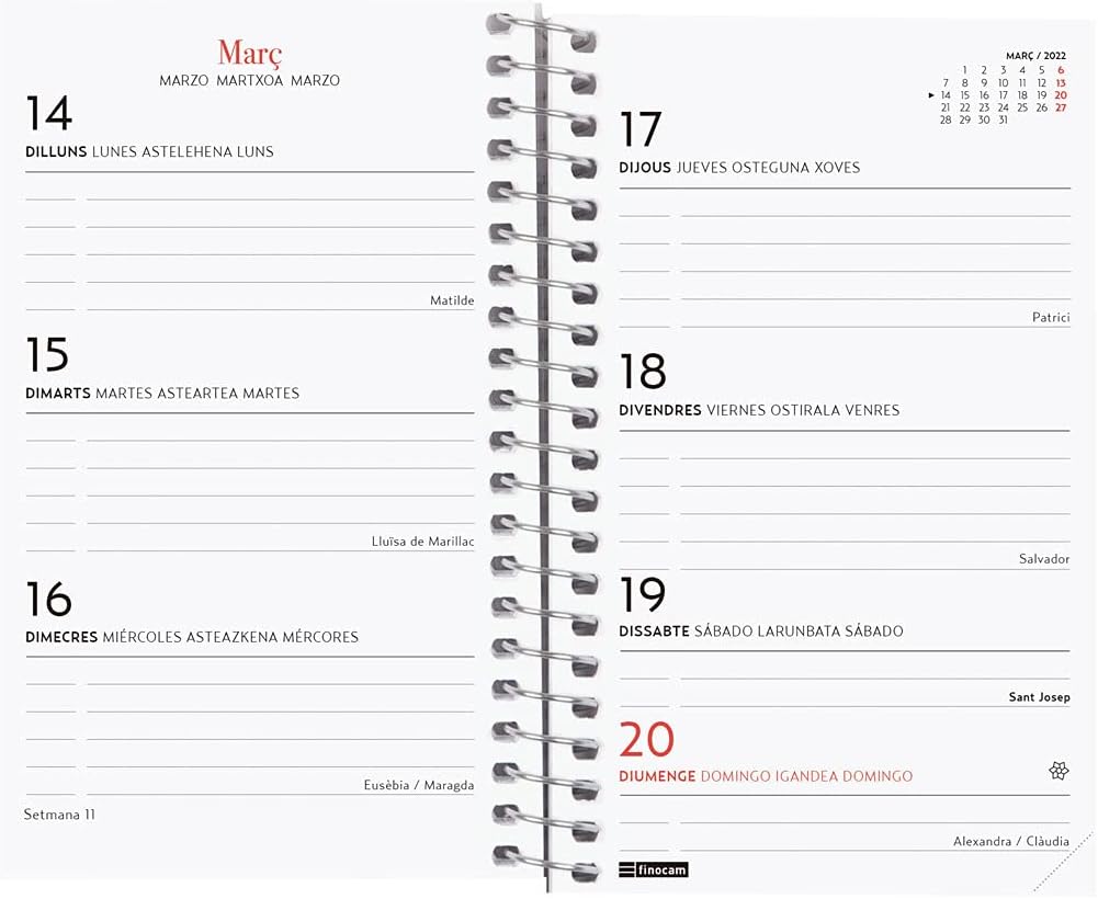 Finocam, 2022 Week to View Landscape Diary, January 2022 to December 2022 (12 months) E3 - Image 3