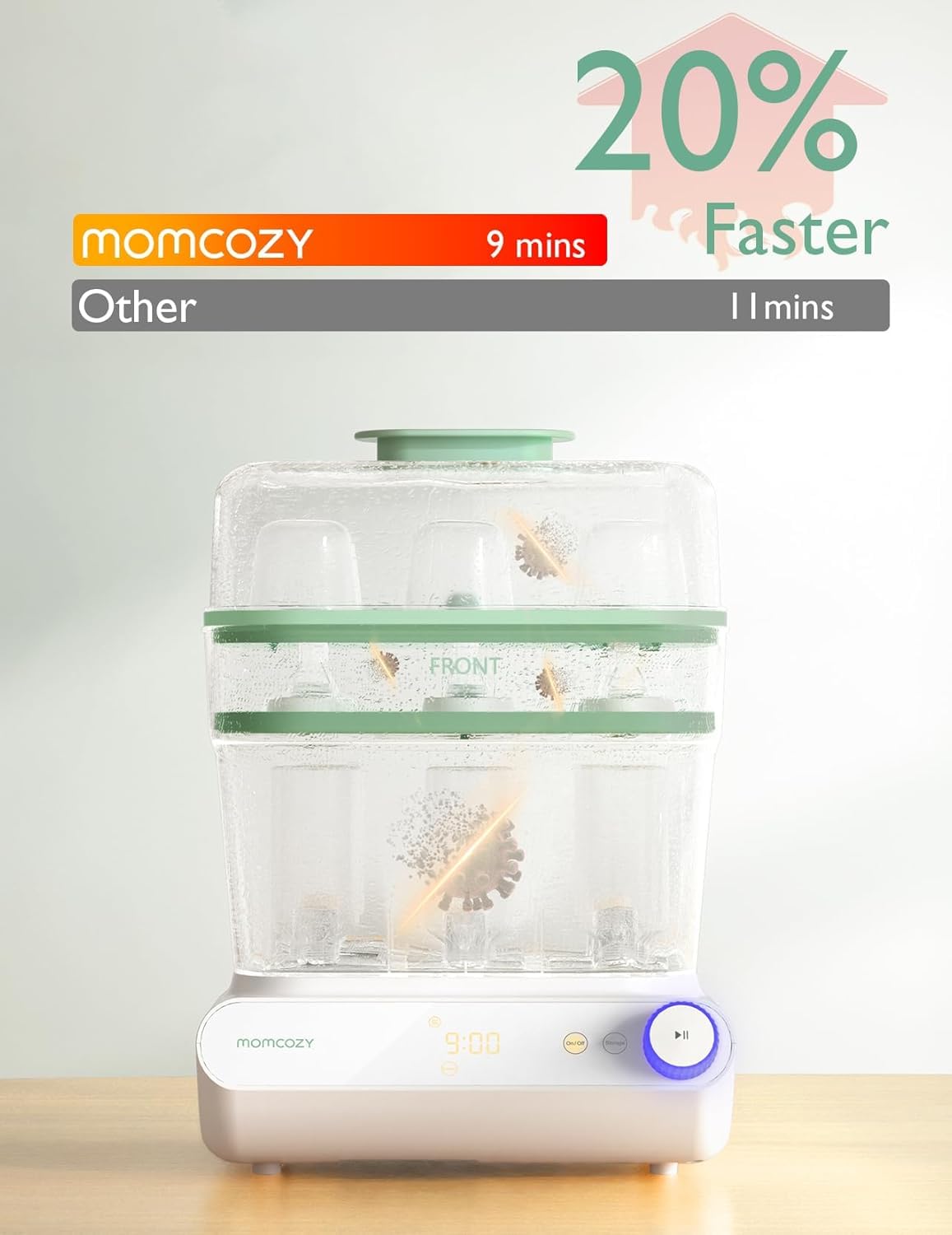 Momcozy 3-lagiger großer Flaschen-Sterilisator und Trockner, schnell sterilisieren und trocknen, Universal-Flaschen-Sterilisator für alle Flaschen und Milchpumpen-Zubehör, Touchscreen und
