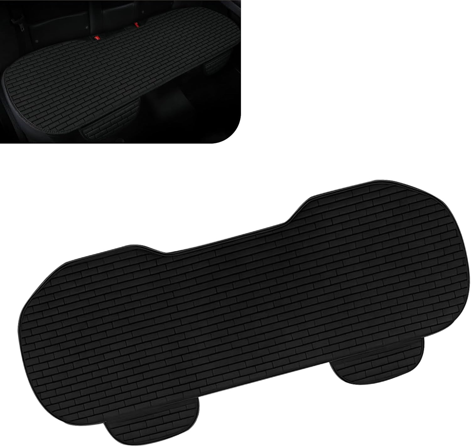 Car Back Seat Cover, 52" x 23" Anti-slip Breathable Rear Bench Seat Protector Cushion Pad, Niversal All-season Seats Back Protector with Storage Pockets, for Most Cars SUVs (Black)