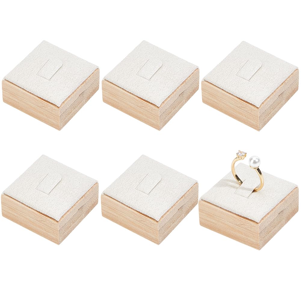 Présentoir de bagues pour comptoir beige 6 pièces support bague velours