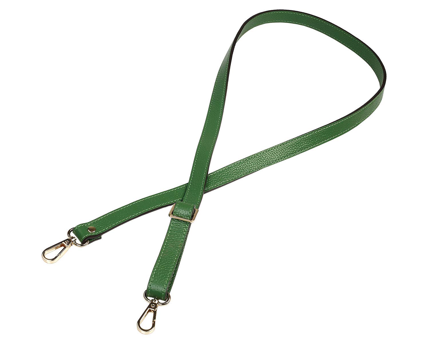 VanEnjoy Full Grain Leather Adjustable Replacement Strap Cross Body Bag Purse, 26-51 inch Gold Hardware - 1.8 CM Width (Black-Silver Metal With Tasse) (Green)
