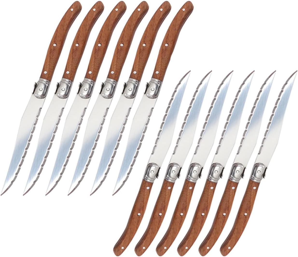 Steak Knife Set, 12PCS Table Knife Steel Steak Knives Stainless Steel Knife Wood Handle Knife Laguiole Dinner Knife Set (Color : 12Pcs)