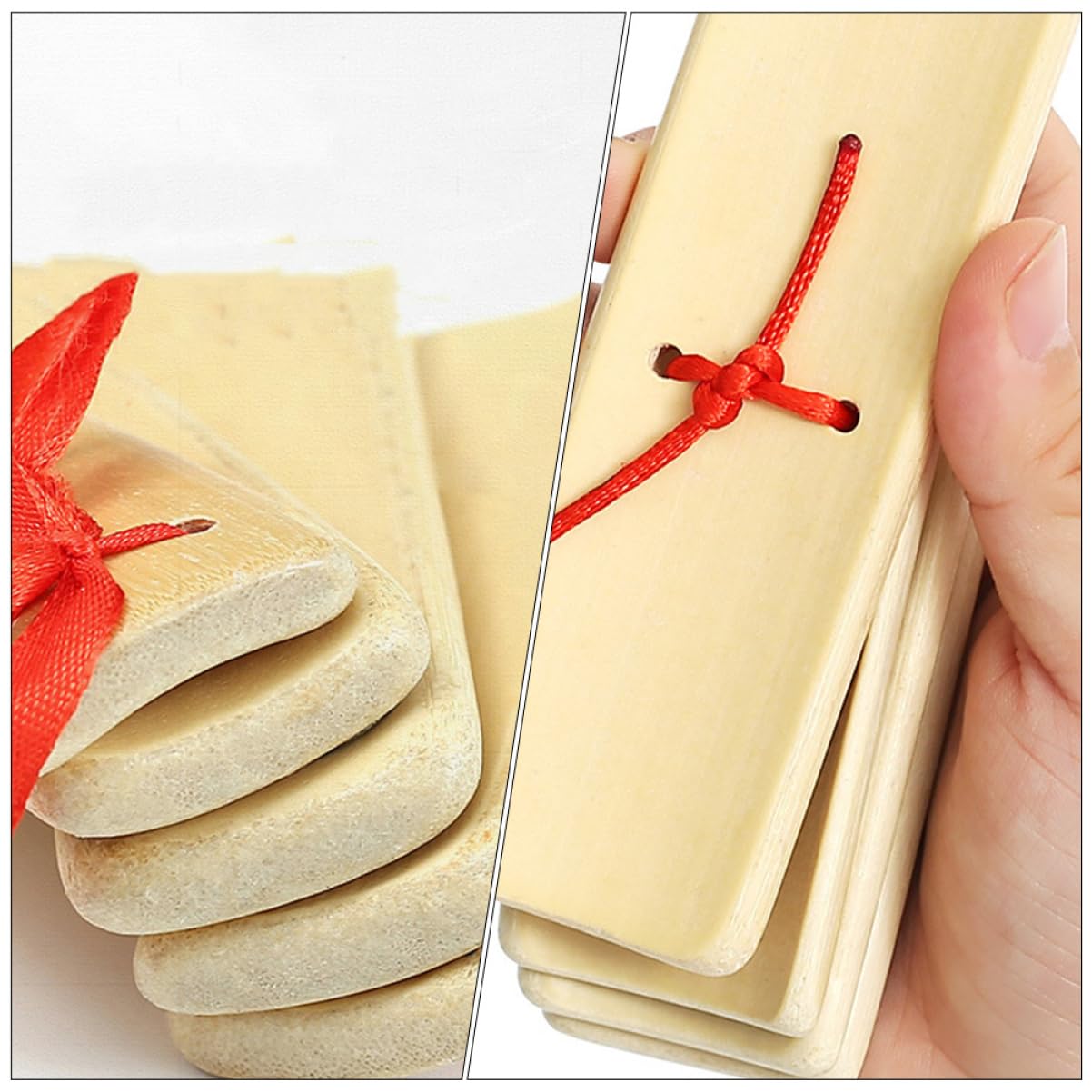 LIFKOME 2Pcs Handmade Percussion Instruments for Beginners Traditional Clappers with Box for Music Education and Development Khaki