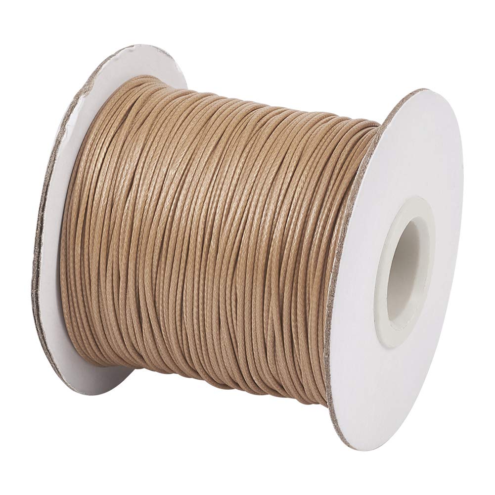 Pandahall 85 Yards/Roll 1mm Braided Waxed Polyester Cord String DIY Jewelry Craft Macrame Making Beading Thread Rope with Spool (Burlywood) - Image 2