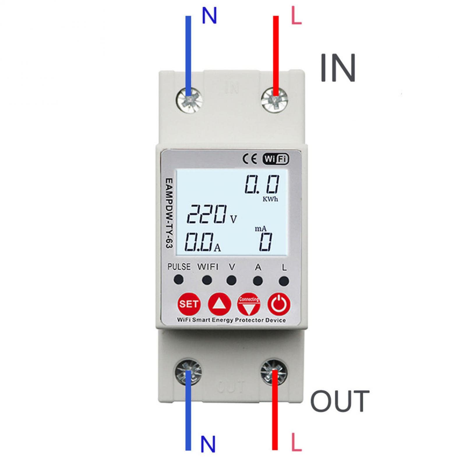 RANRAO Interruttore Automatico 2P 63A WiFi su Guida DIN 35 mm Smart Switch Controllo remoto Tramite App Tuya/Smart Life