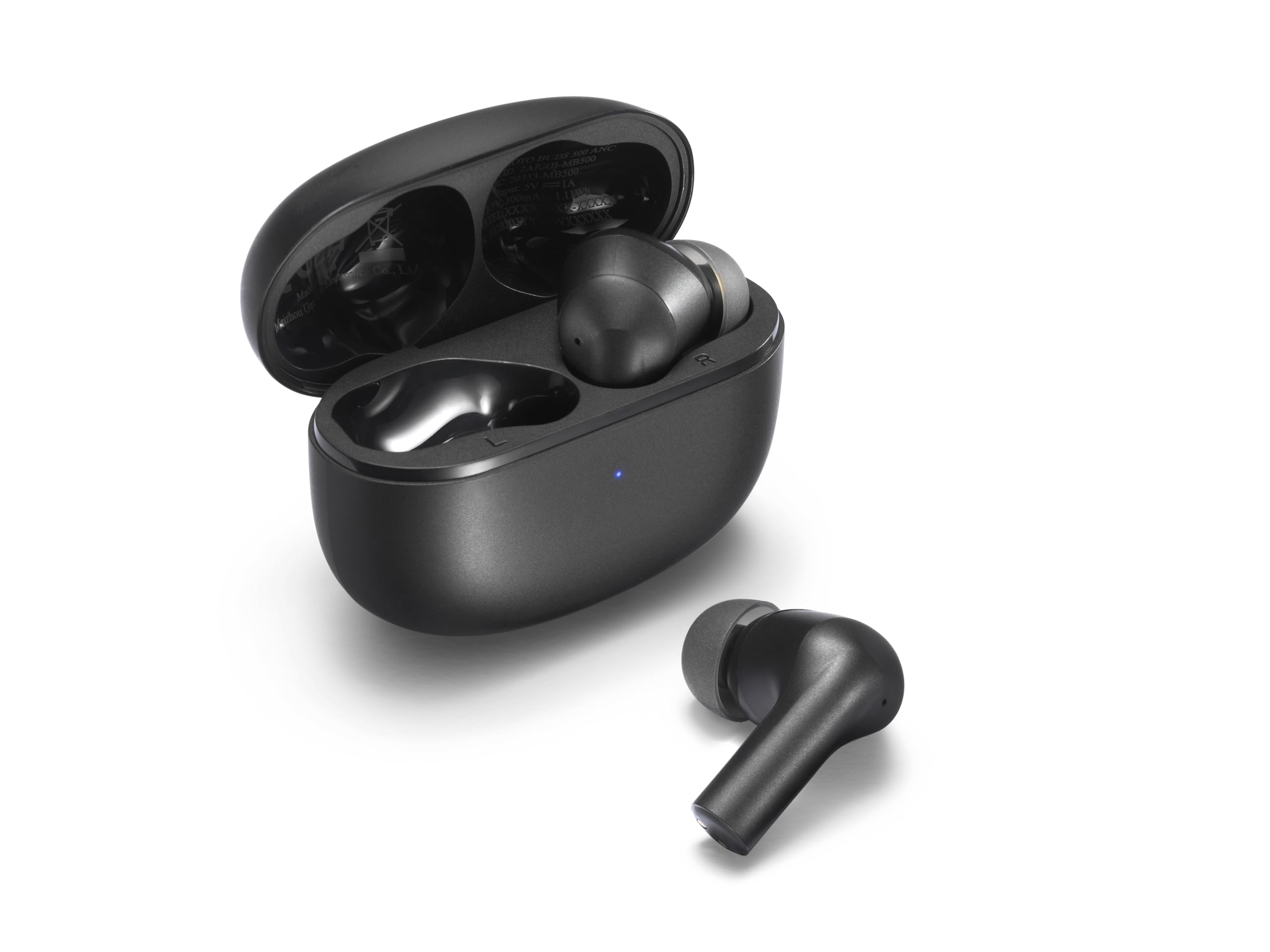 Motorola Sound - Auricolari Moto Buds 500 ANC True Wireless con cancellazione attiva del rumore, Fast Pair, 20 ore di riproduzione, resistenti all'acqua, ricarica USB-C, neri