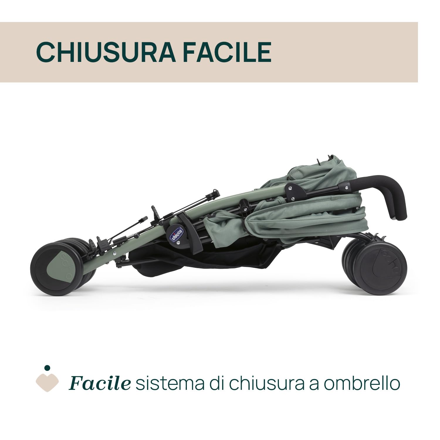 Chicco Echo Lite Passeggino Leggero da 0 Mesi a 22 kg, Schienale Reclinabile in 4 Posizioni, Seduta Spaziosa, Manicotto Paracolpi, Chiusura a Ombrello, Freni Gemellati e Ruote Anteriori Girevoli