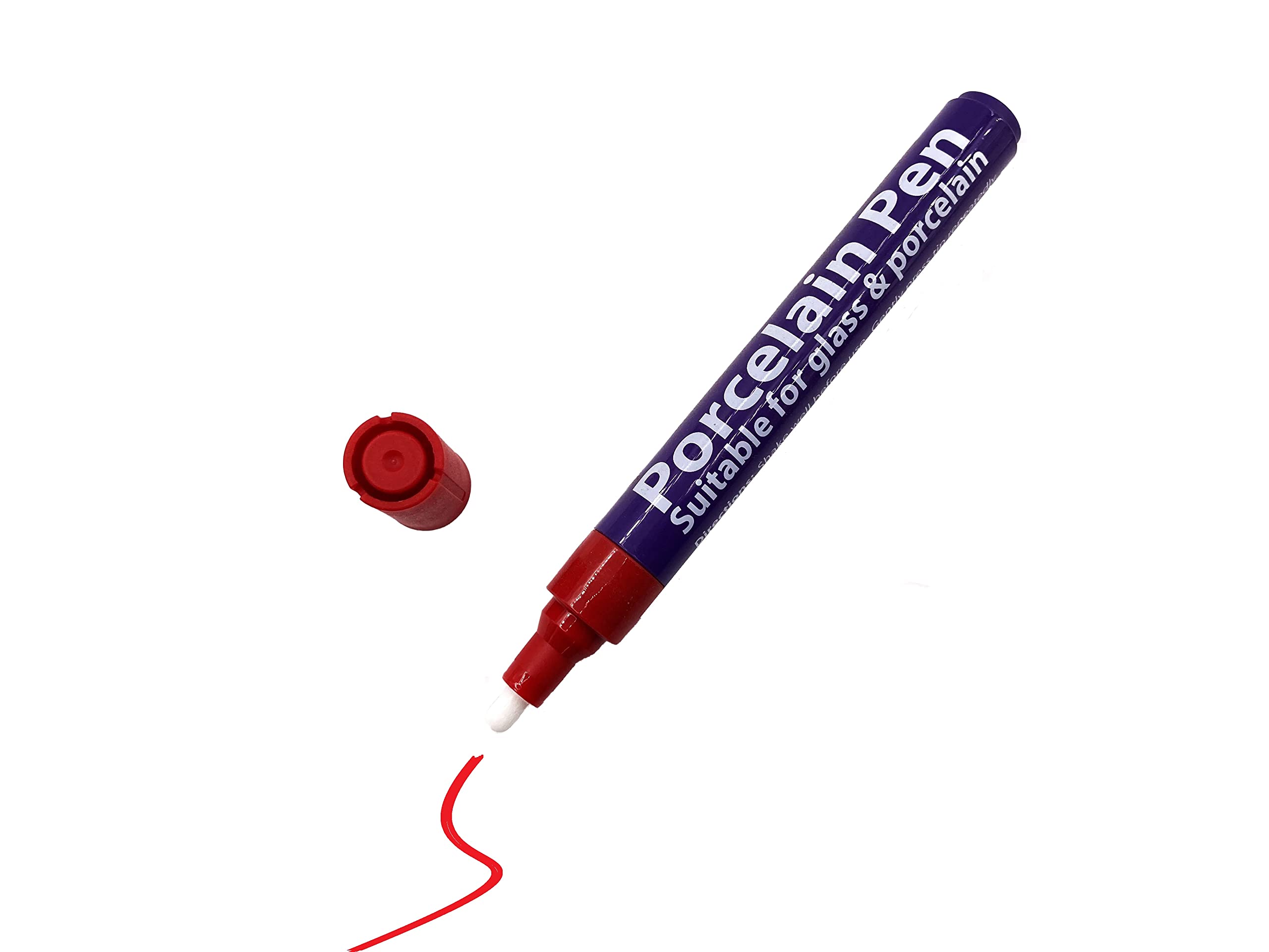 Craftplay Porcelain pens | Markers for porcelain, glass and ceramics | Dishwasher safe finish | Red