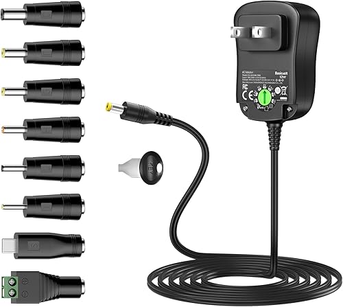 Fuente de alimentación universal de 12 W, 12 V, 9 V, 7,5 V, 6 V, 5 V, 4,5 V, 3 V, 1 A, adaptador de CA a CC para enrutador de tira LED, altavoz,