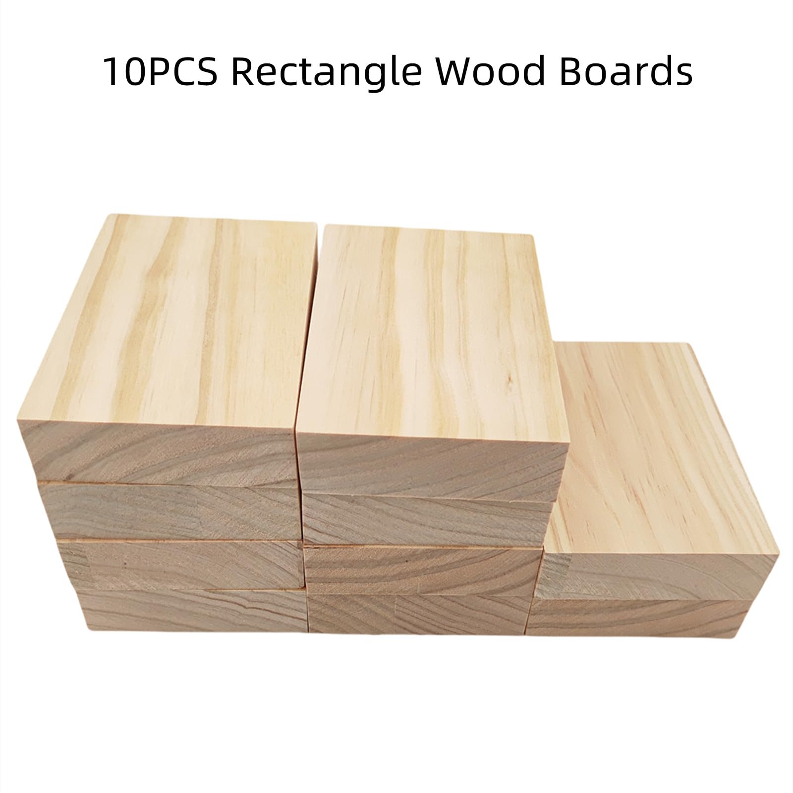 10PCS Unfinished Wood Blocks Rectangle Wood Boards for Crafting 12x8x2.5cm Blank Whittling Wooden Blocks for Carving,Painting & Burning - Image 2