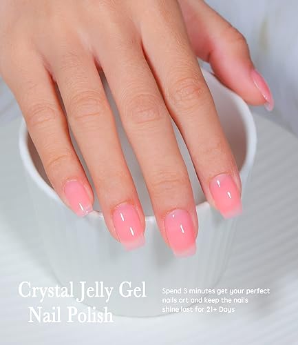 Miniatura 2 de COSMOO Pink Jelly Sheer Gel Nail Polish Semi-Transparent Nail Gel Nude Nail Gel Polish with Smoothy Ice EffectJelly-004