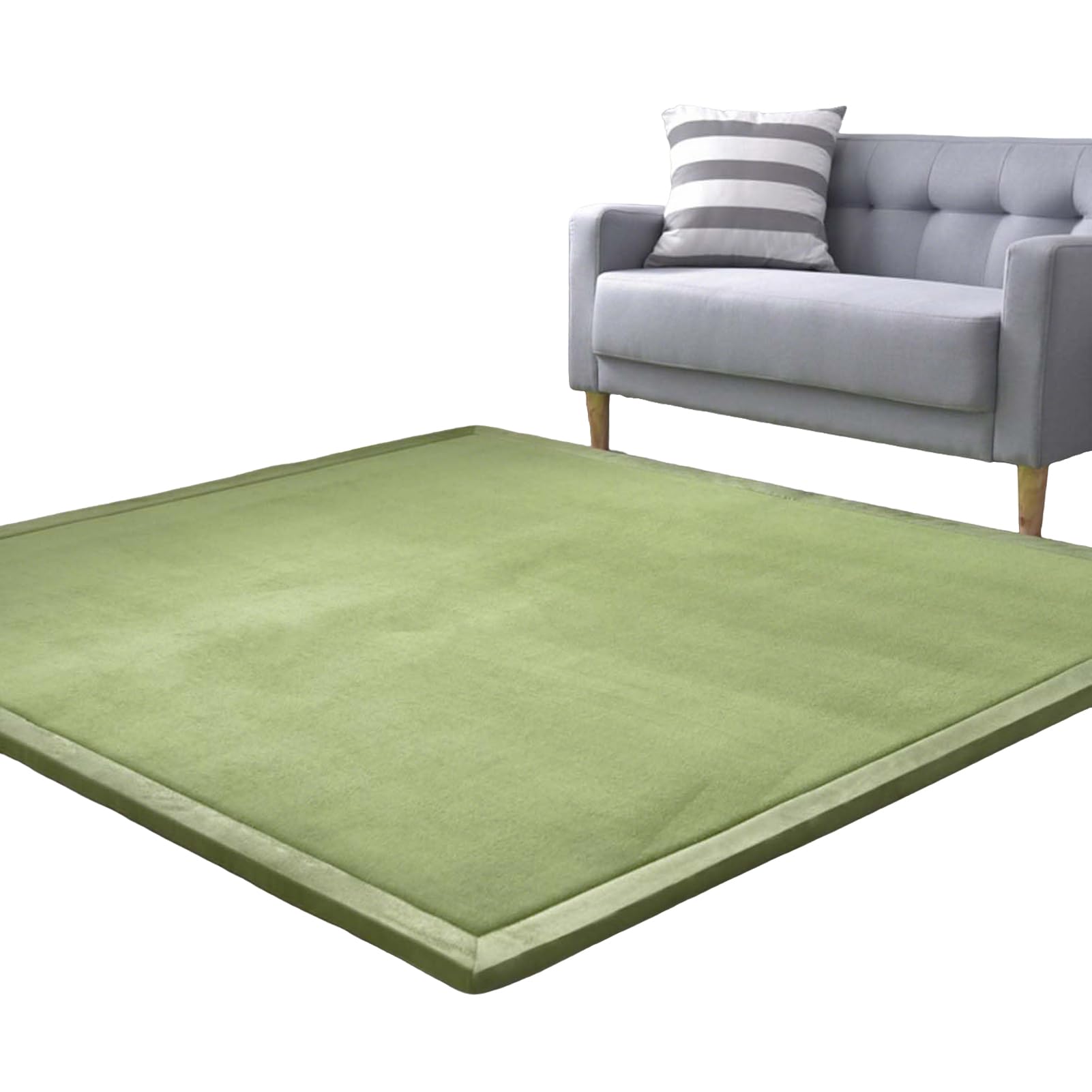 Baby Crawling Mat, Memory Foam Rug Large Nursery Play Mat 3cm Thick Area Rug Coral Velvet Rug for Tatami, Living Room, Bedroom, Non-Slip Playmats Activity Floor Mat for Babies Green 50 x 80 cm