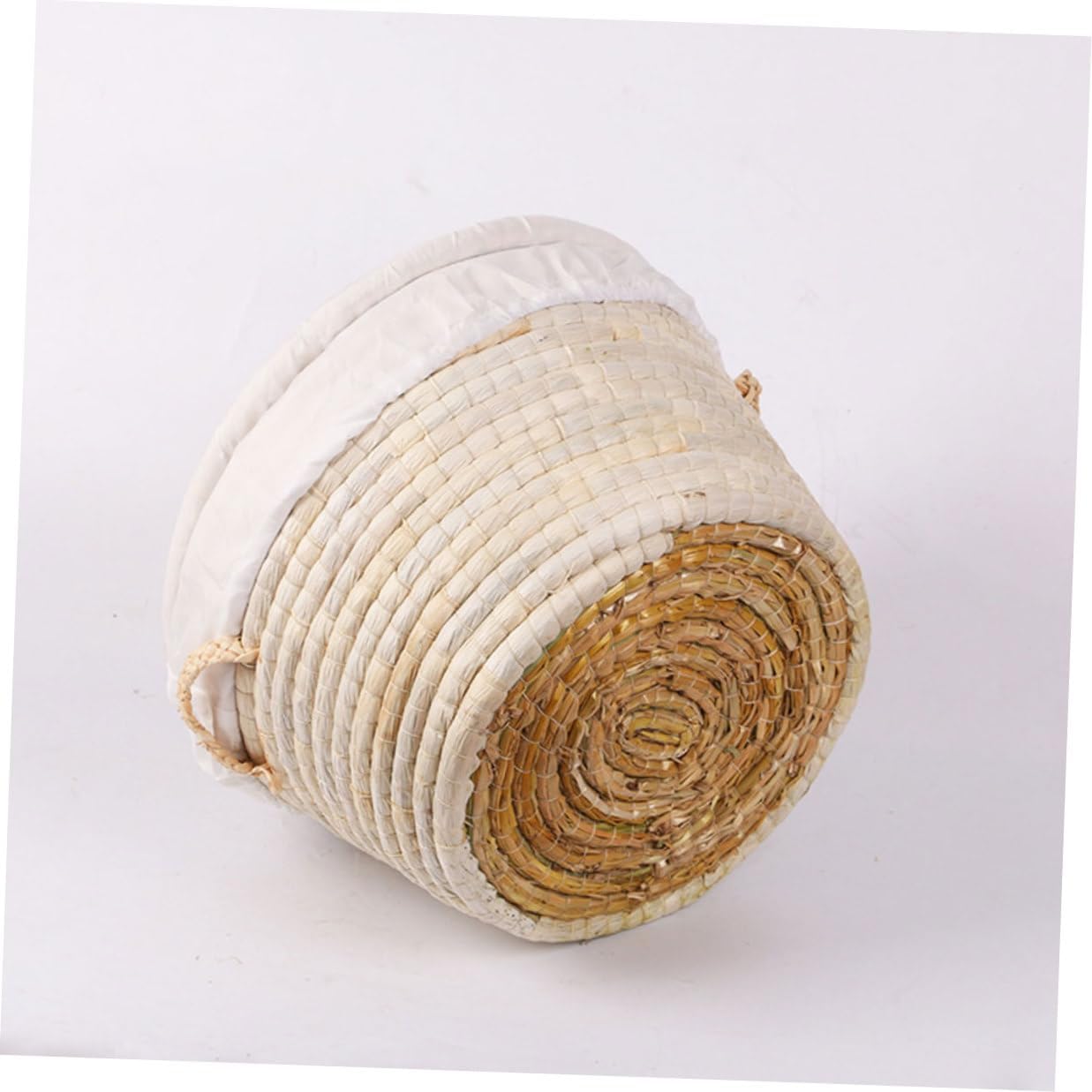 Woven Steamed Bun Storage Basket with Lid, 30cm round Natural Straw Bread and Egg Holder, Insulated Kitchen Knit Basket for Home Dining and Picnic Use