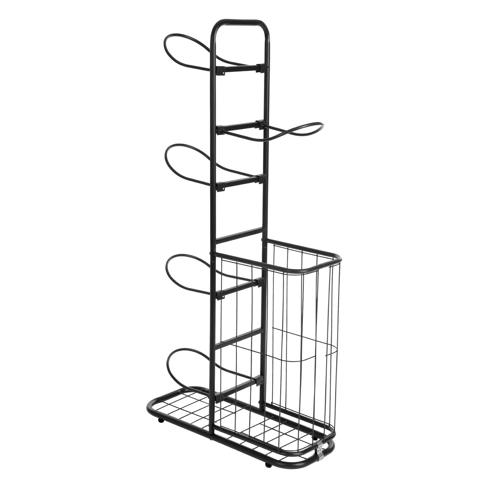 Soporte de globo de 5 niveles, soporte de almacenamiento para globos, armario de almacenamiento de metal para baloncesto, voleibol, estante deportivo independiente, blanco negro, sala de casa, garaje