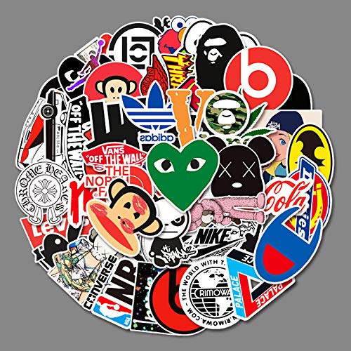 57pcs Cool Brand Stickers Adults Boys Teens Gifts Mug Laptop Snowboard Skateboard Bumper Cars Water Bottle Computer Decoration Waterproof Vinyl Cool Decal Cool Teens Adults Decor