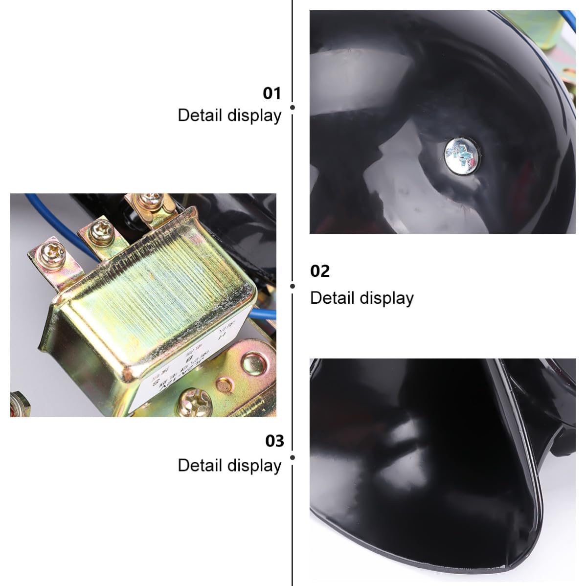 Bocina de Coche Tipo Caracol de Doble Tono 12 V 2 Piezas Negra