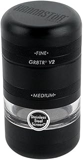 Kannastor GR8TR V2 Series Grinder Broyeur avec chambre de tamisage et tamis à changement facile en acier inoxydable noir