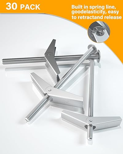 Miniatura 10 de Kit de 24 piezas de pernos de palanca y tuerca de ala para colgar artículos pesados en paneles de yeso, 3 tamaños (18 pulgadas, 316 pulgadas, 14