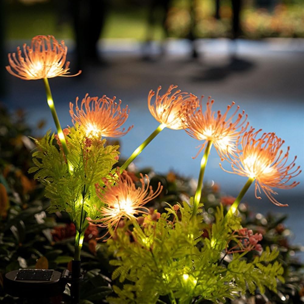 ガーデンアウトドアデコレーション、2パックソーラーガーデンライト、光る花と茎付き、ガーデンパティオ、庭、通路、秋の装飾用ソーラーライ