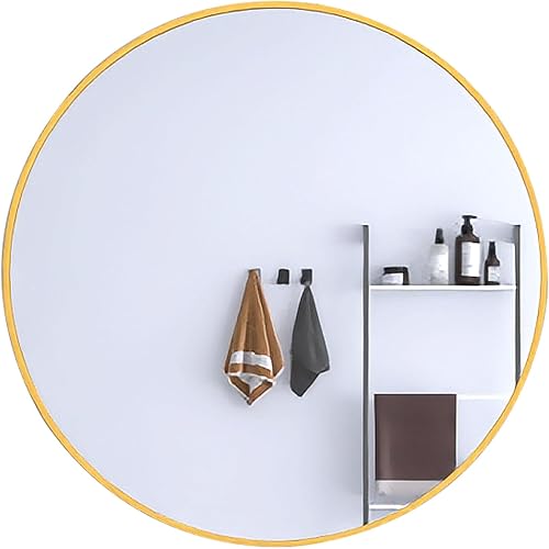 24" Wall Round Circle Mirror Bathroom Make Up Vanity Mirror - Golden