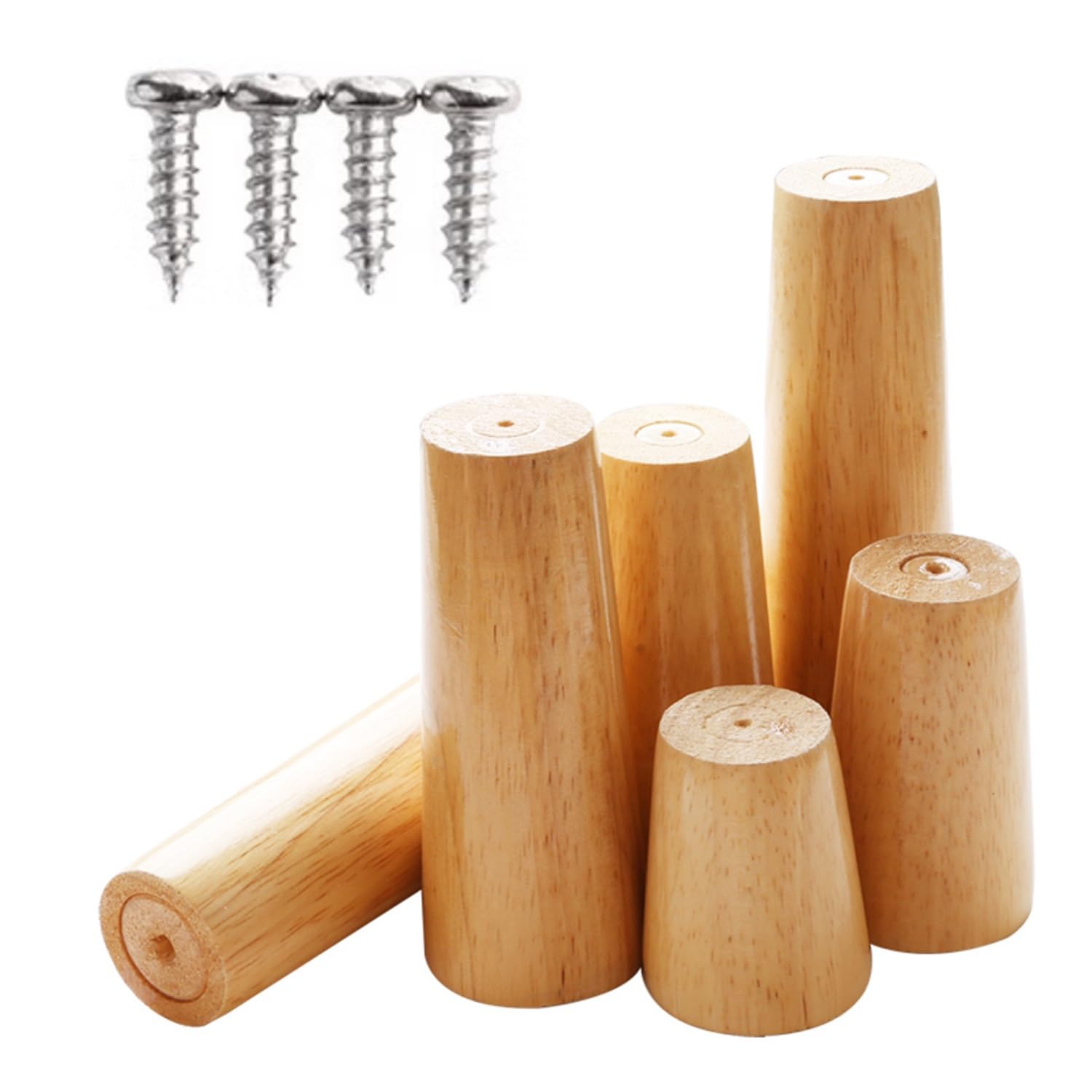 FCXURKOD 4 Pack Solid Wood Furniture Legs 8-40cm Straight Replacement Legs for Sofa Chair Cabinet -Wooden Feet for Home Furniture Upgrade