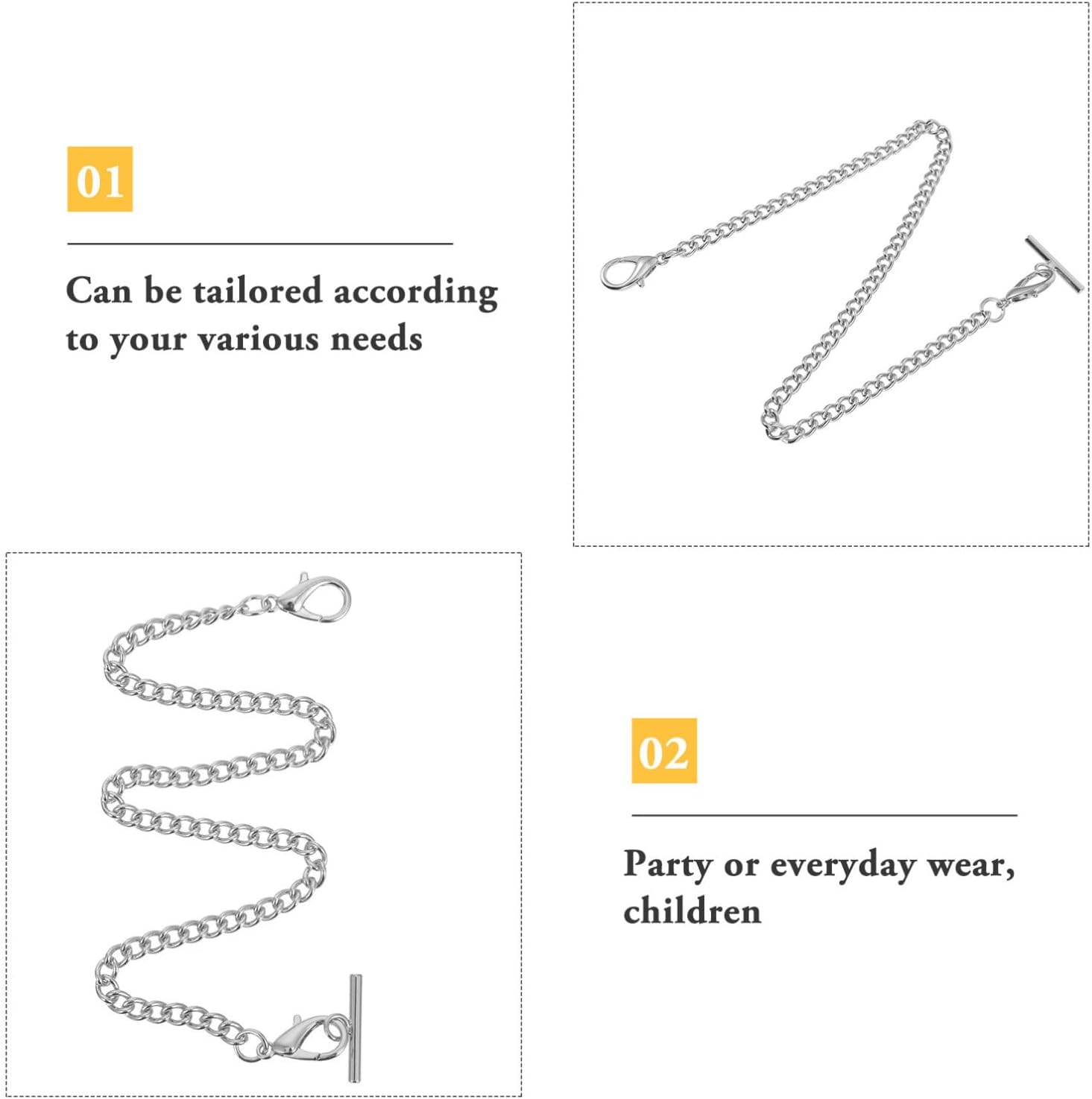SOLUSTRE Pocket Watch Chain with T Bar Lobster Clasp for Clothing