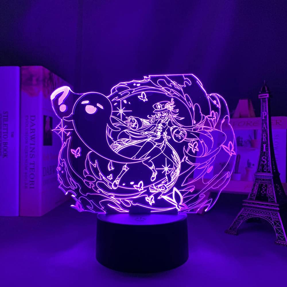 3D Led Night Light Lamp Genshin Impact Hu Tao Kid Children Birthday Gift Atmosphere Acrylic Led Lamp Game-Remote Control