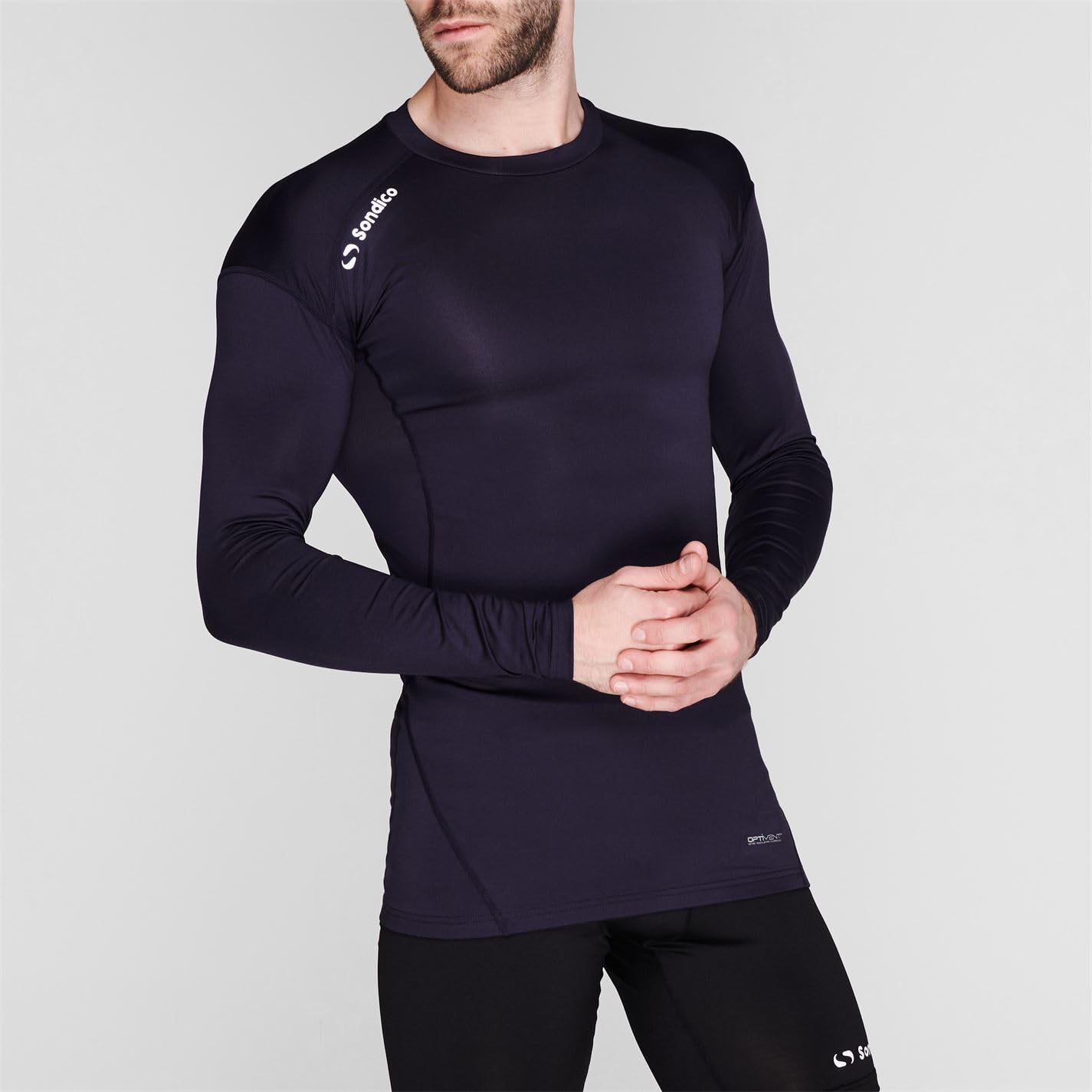 Sondico - Maglietta intima sportiva, da uomo, a manica lunga Navy XL