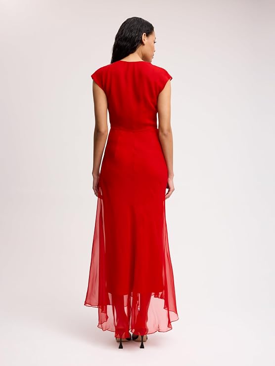 Draped Chiffon Carnation Dress