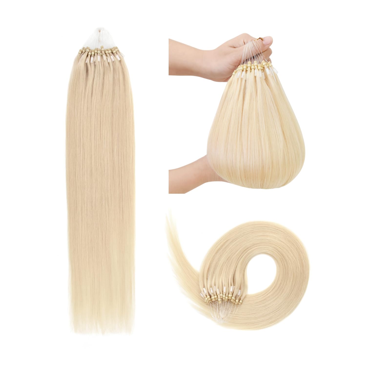 Extension Microring Capelli micro loop extension capelli 50g Extension Capelli Veri Microring (40cm #60 biondo platino)
