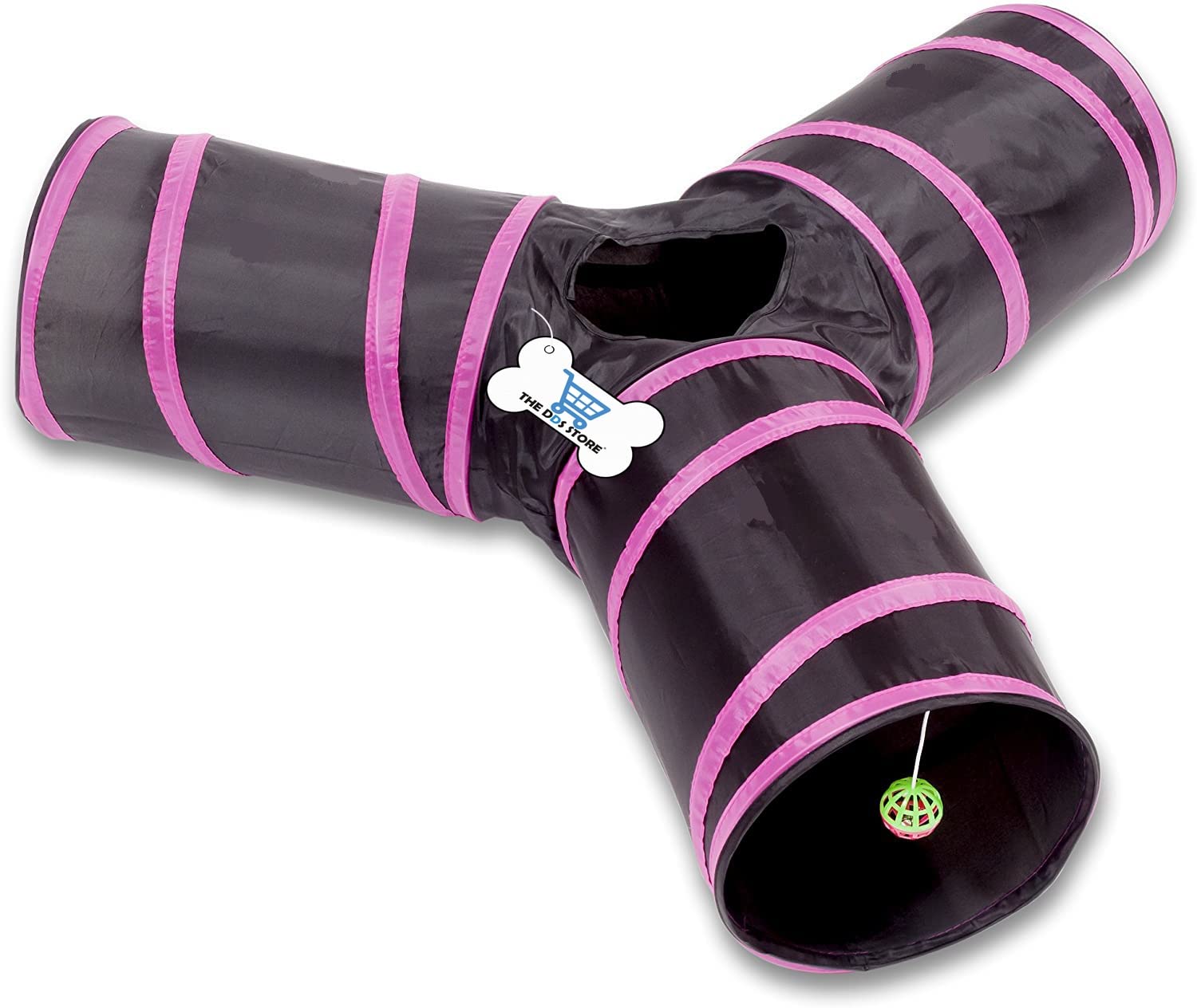 THE DDS STORE Cat Tunnel - Collapsible 3 Way Play Toy - Tube Fun for Rabbits, Kittens, and Dogs Cat Tunnel, 3-Ways Collapsible Cat Toys Rabbit Toys Puppy Kitten Rabbits Guinea Pig(Colour May Vary)