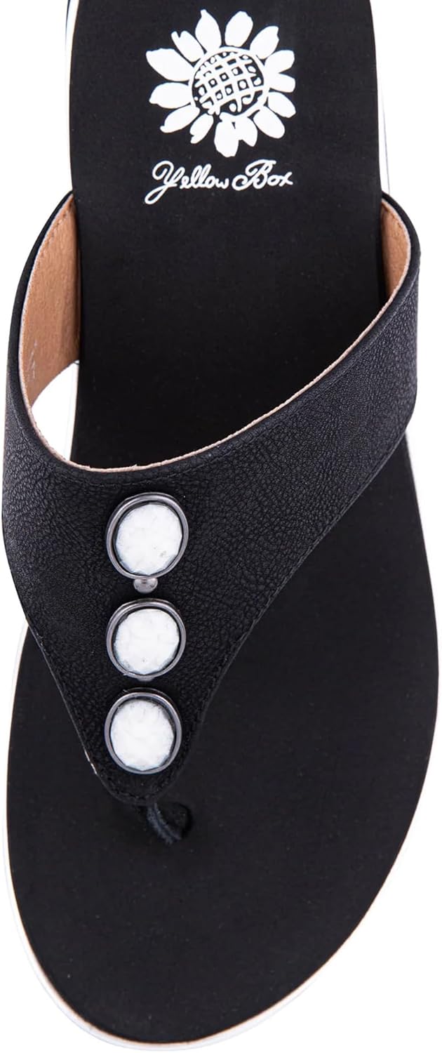 Yellow Box Women's Dazie Wedge Sandal, Round Toe, Medium-High 2.75 Inch Heel, 1.25 Inch Platform Comfortable Flip-Flop - Image 5