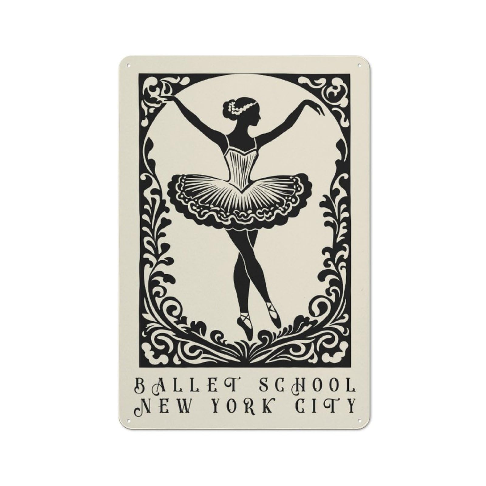 Junmoney Style Ballet School New York City Poster Rustic Metal Sign 30X20cm For Garden Room Or Summerhouse, For Themed Interiors In Garden Rooms And Summerhouses