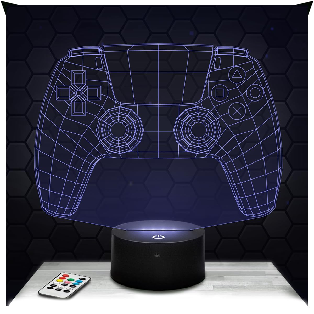 Lampephoto.fr - 3D Controller Lamp, Gamer, Gaming, Geek Touch LED Night Light, 3D Hologram Effect, Christmas Birthday Gift Idea for Men and Women, Bedroom Decoration Object