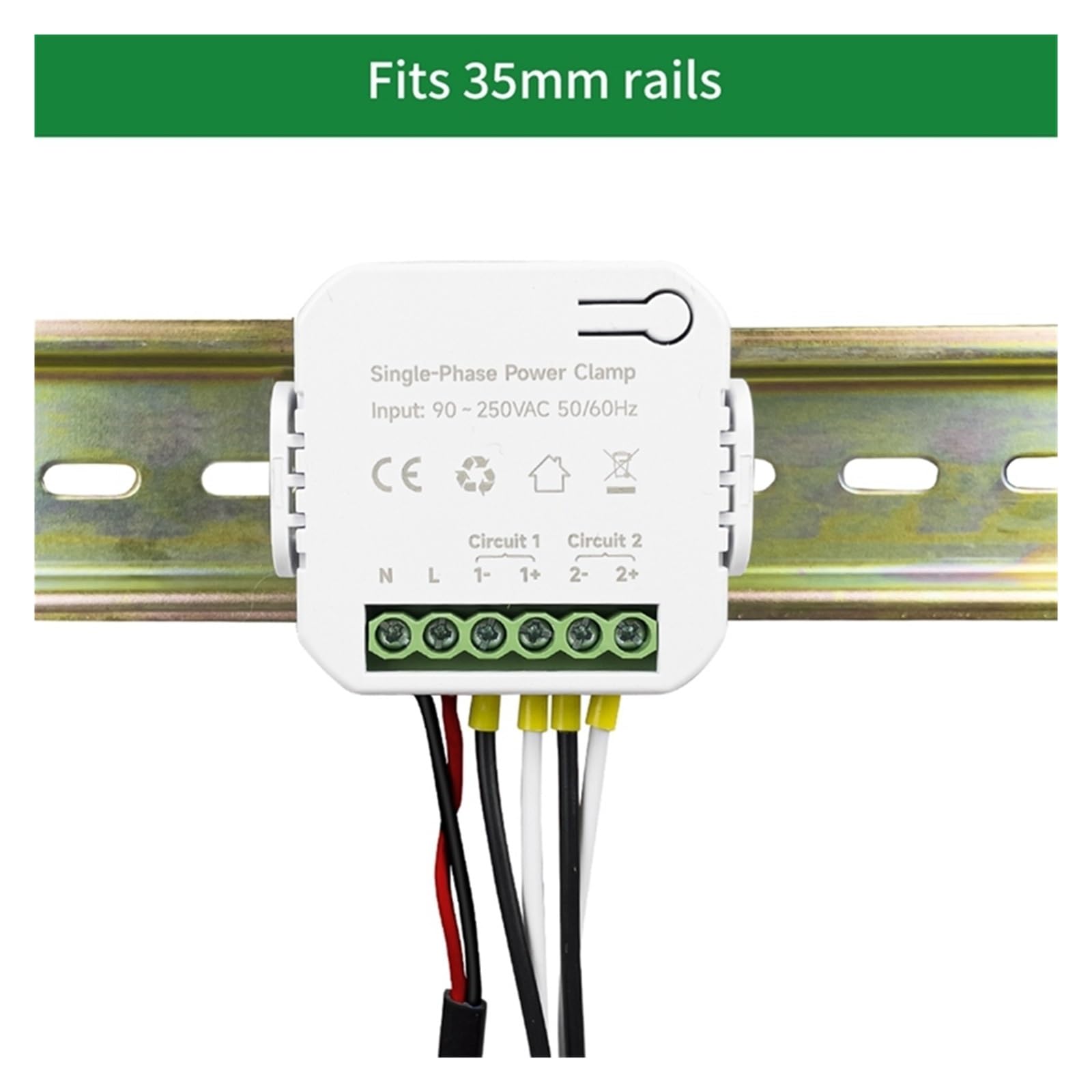 Medidor De Energía Wifi Tuya Smart Life 80A Con Aplicación De Abrazadera 1/2 CT Kwh Monitor De Consumo De Energía Estadísticas De Electricidad 90- 250VAC 50/60Hz Monitoreo del consumo de energía ( Col