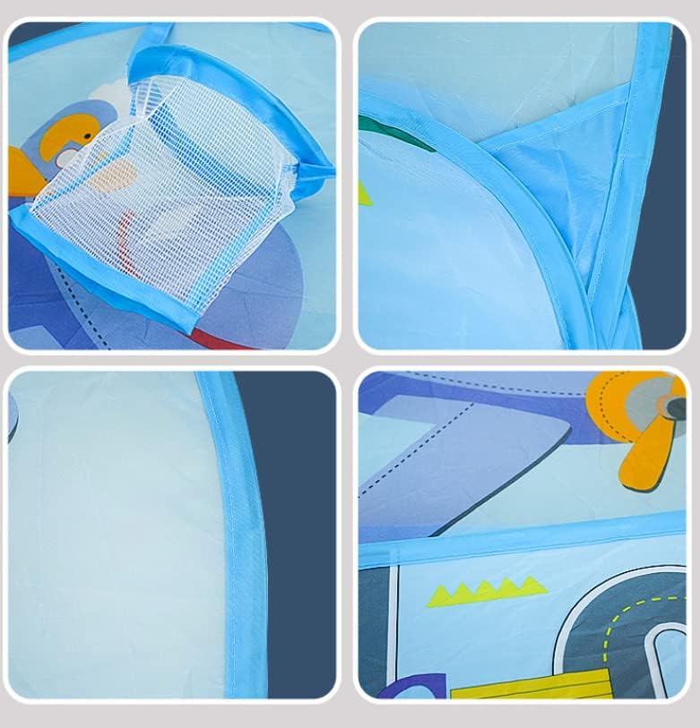 Image of BabyGo Kids Aeroplane Basketball Ball Pool for Kids, Play Tent House for 2+ Year Old Girls and Boys, Ball Pit for Kid, Spacious, Lightweight, Portable & Easy to Set Up, (Blue) (30 Balls)