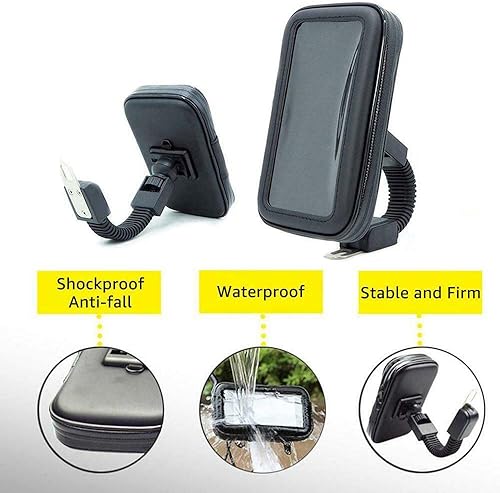 Miniatura 4 de Soporte universal para teléfono para motocicleta, impermeable, con cubierta para lluvia, rotación de 360°, para espejo retrovisor de motocicleta,