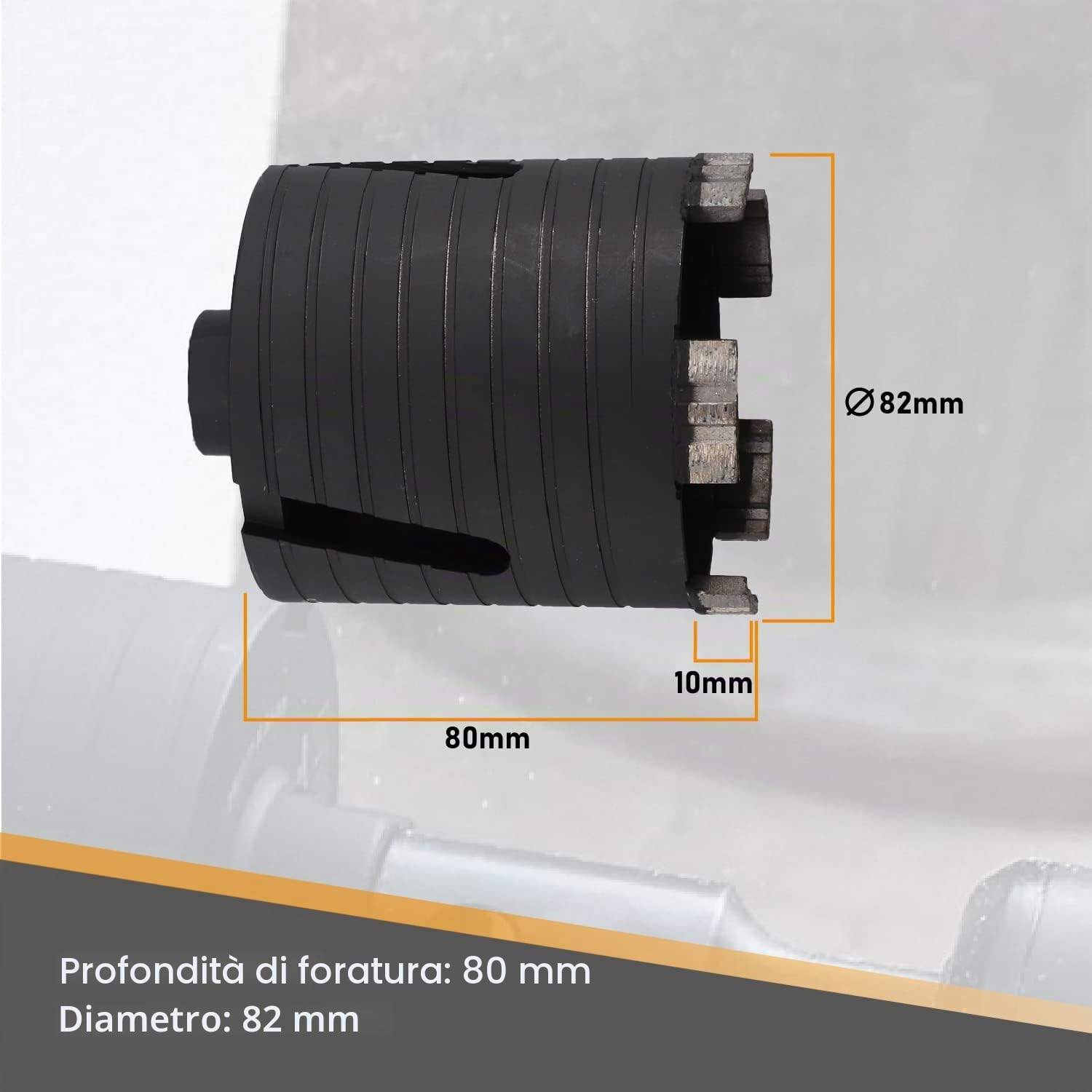 BTEC Svasatore diamantato da 82 mm con attacco M16 + lunghezza utile di 80 mm | Punta da trapano a corona per muratura, pietra arenaria calcarea, mattoni, intonaco, precisa, durevole, qualità professionale