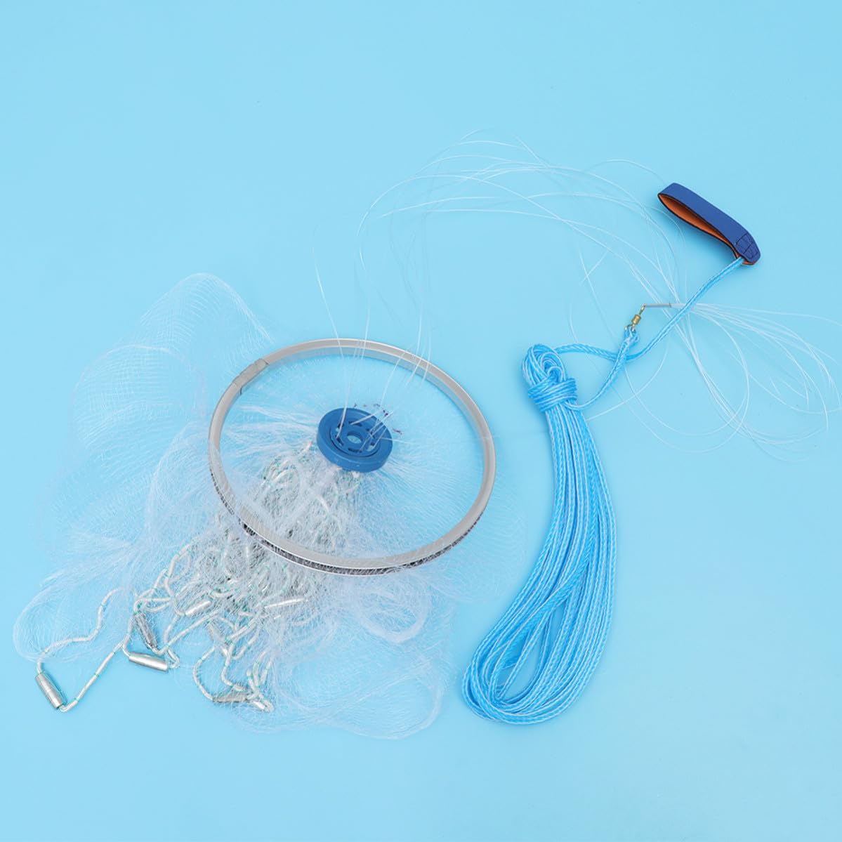 Angoily Rete da Pesca Portatile in Nailon Pieghevole per Cattura Granchi e Gamberetti per Acqua Dolci e Salate Blu Colore Casuale
