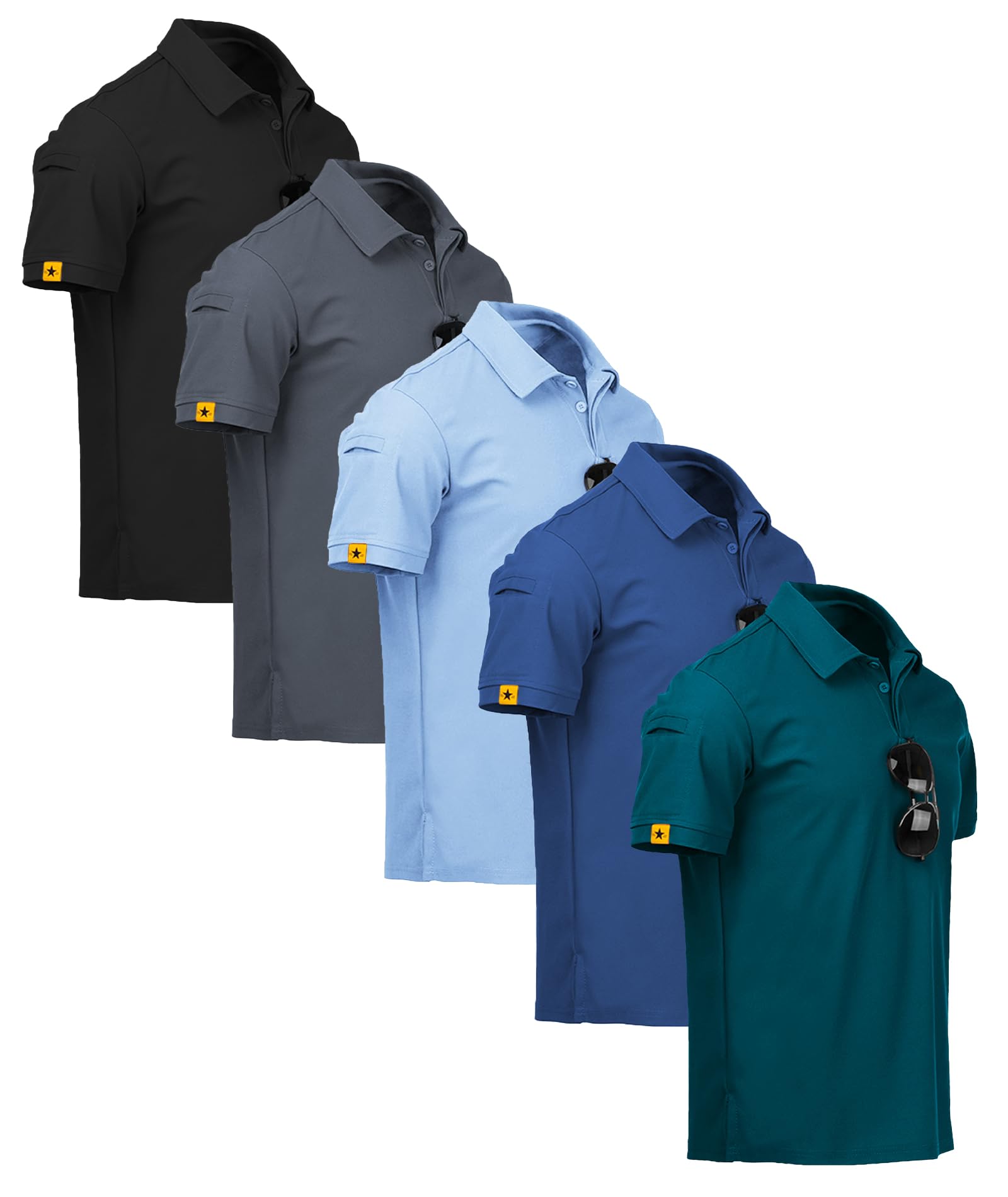 SCODI 5 Pack Mens Polo Shirts Short Sleeve Athletic Golf Polo Shirt for Men Casual Collared Summer Multipack T-Shirts