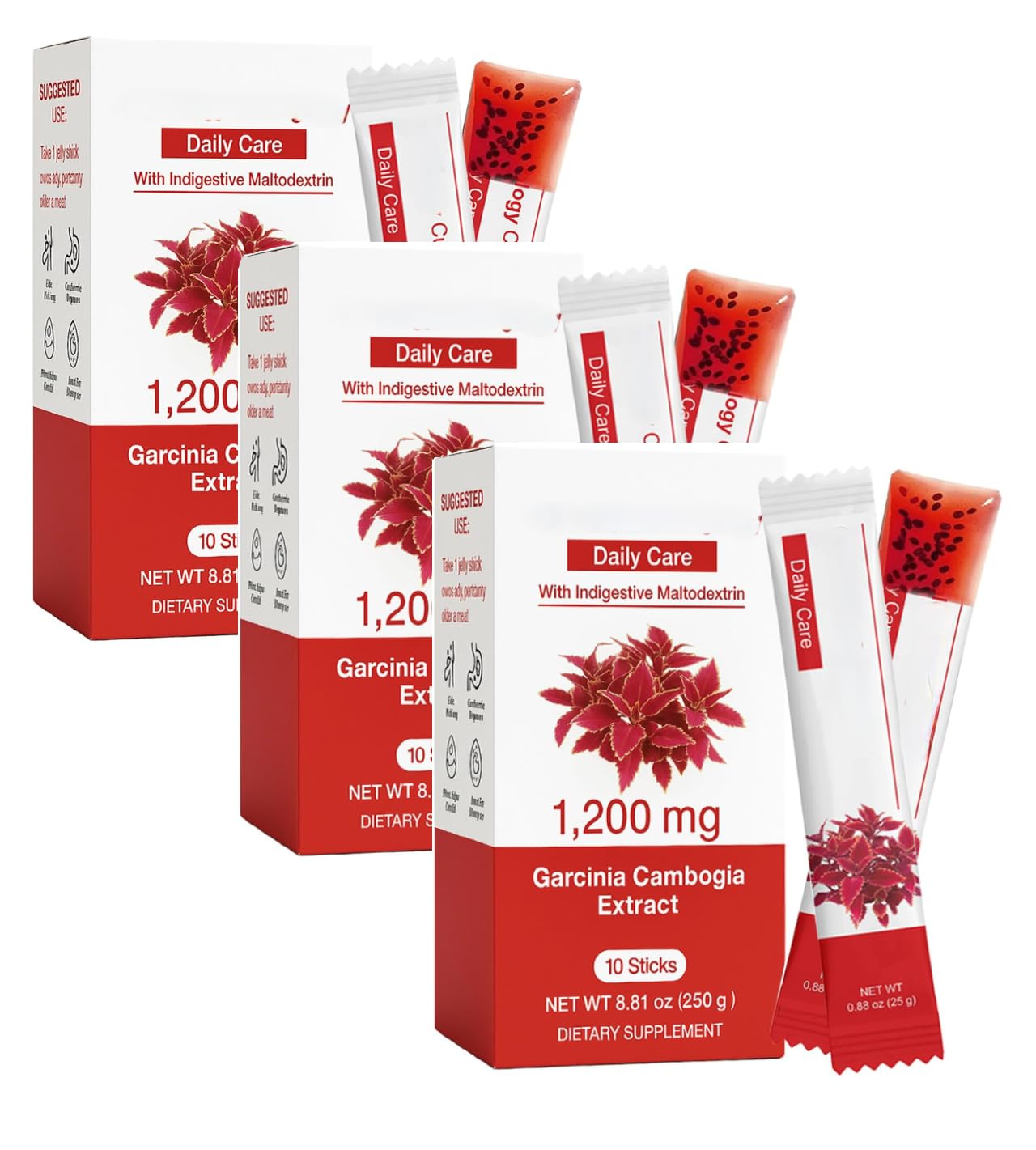 Dimagrante con 1200 mg di Garcinia Cambogia, semi di Chia, estratto di collagene di melograno in stick combinato,3pcs