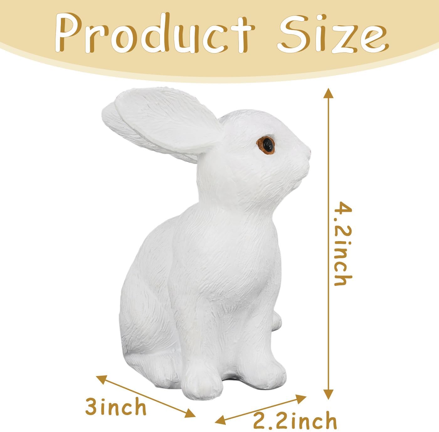 DUQGUHO White Bunny Statue Easter Bunny Figurine Spring Home Decor Resin Rabbit Animal Statue 4.2 Inch 1PCS - Image 4