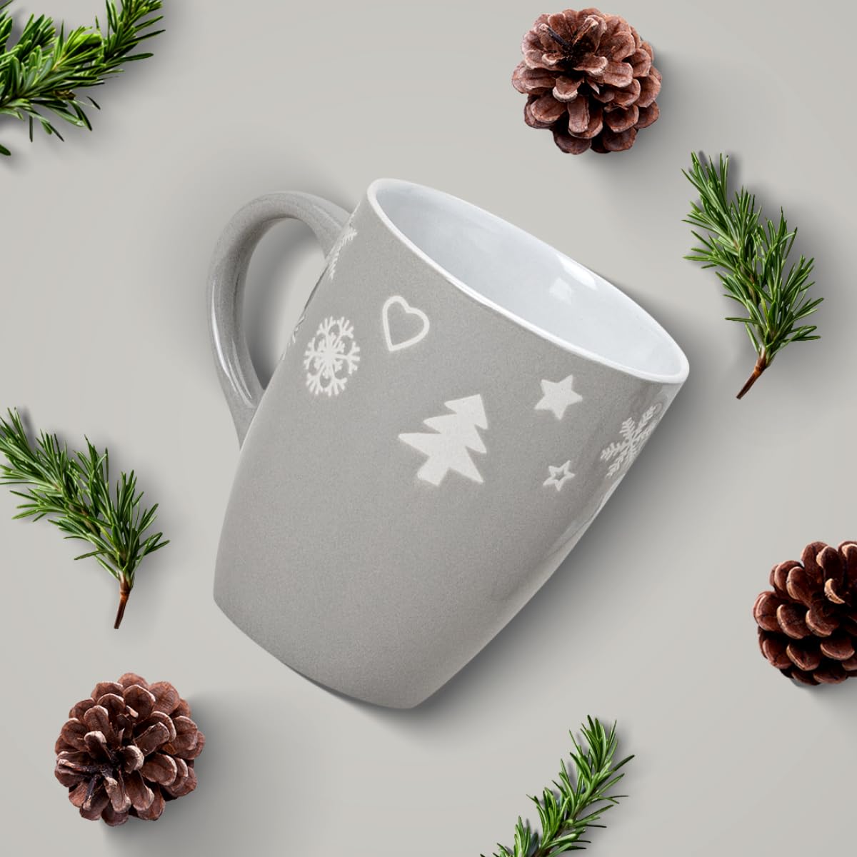Weihnachtsbaum-Kaffeetassen Set Aus Keramik - 500 Ml, Mit Deckel & Löffel, Süßes Geschenk Für Weihnachten