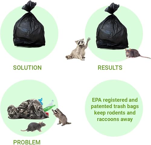Miniatura 5 de Mint-X Bolsa de basura repelente de roedores, 0.866 mil, alta densidad, sello estrella, 60 pulgadas de alto x 38 pulgadas de largo, 60 galones,
