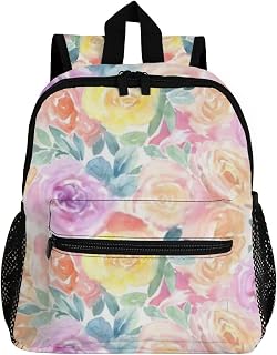Mochila infantil para meninos e meninas em aquarela com rosas vibrantes mochila de viagem para crianças primárias, estudantes e crianças