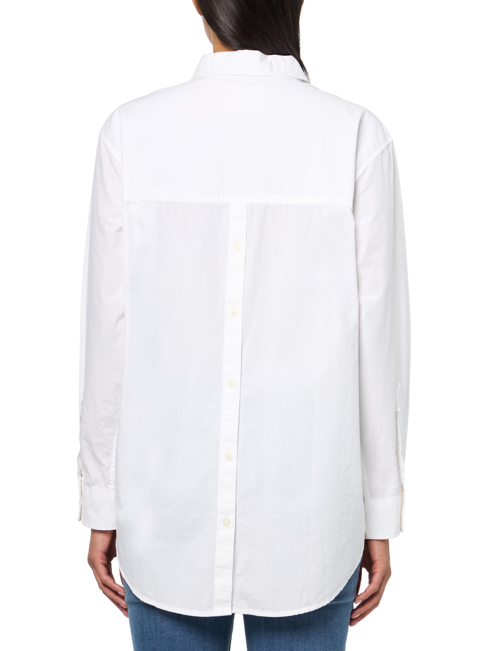 Lucky Brand Top Oversize da Donna con Bottoni sul Retro, Bianco Brillante, XS