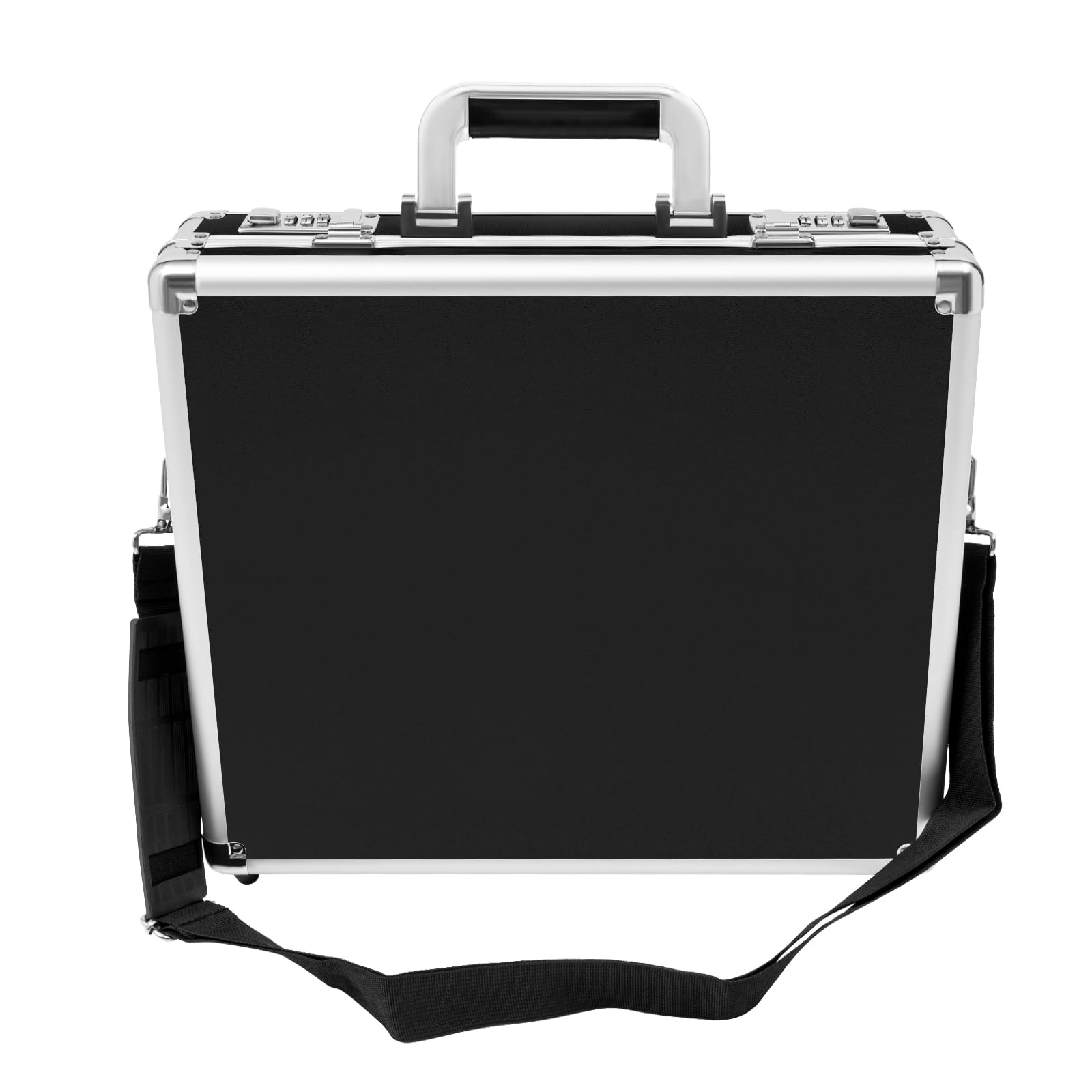 Locking Briefcase Lockable Storage Box,15 * 13 * 4.3in Portable Hard Laptop Case with Lock Aluminum File Organizer Storage Box, Multifunctional Attache Case Briefcases for Men and Women(Black)