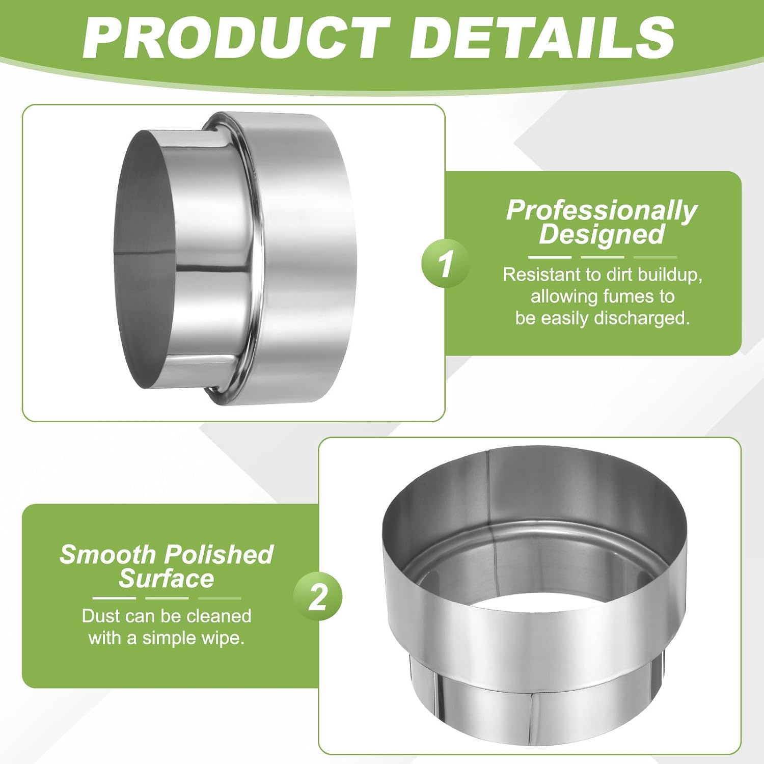 PATIKIL 6.3" ID to 6" OD Exhaust Adapter Reducer Connector, Universal Stainless Steel Stove Pipe Round Duct Coupler Fitting for Water Heaters Wood Stoves Fireplaces Camping