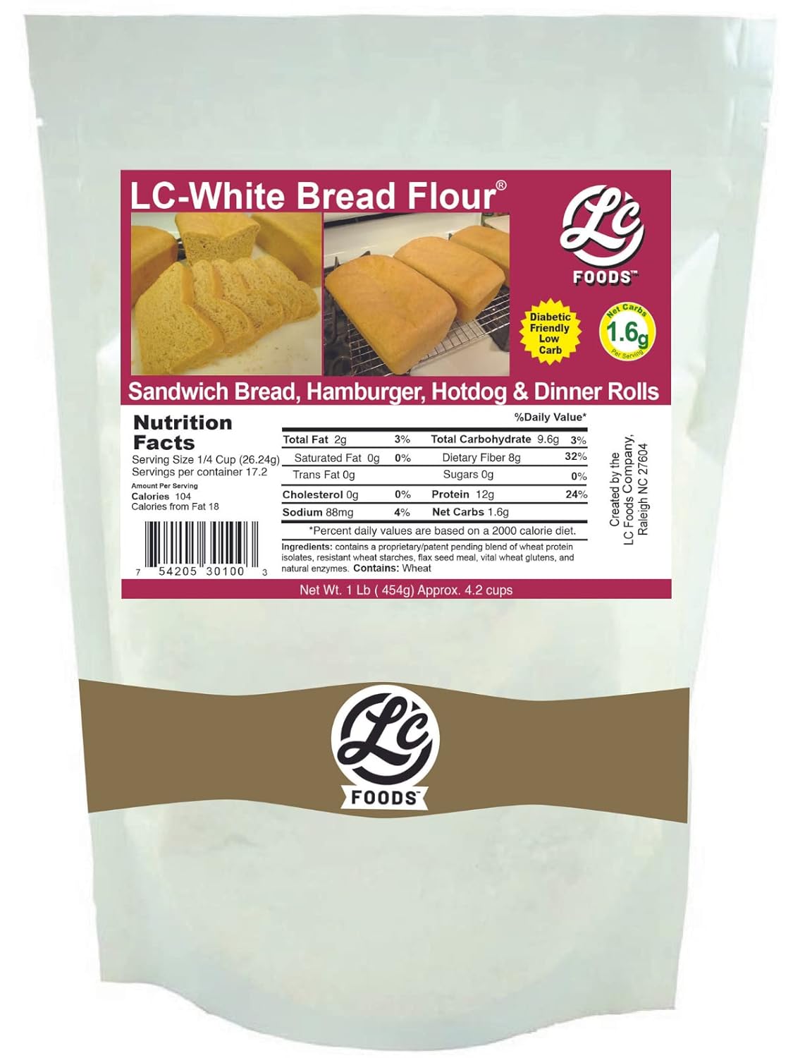 Low Carb White Bread Flour High Protein & Fiber 1 Lb
